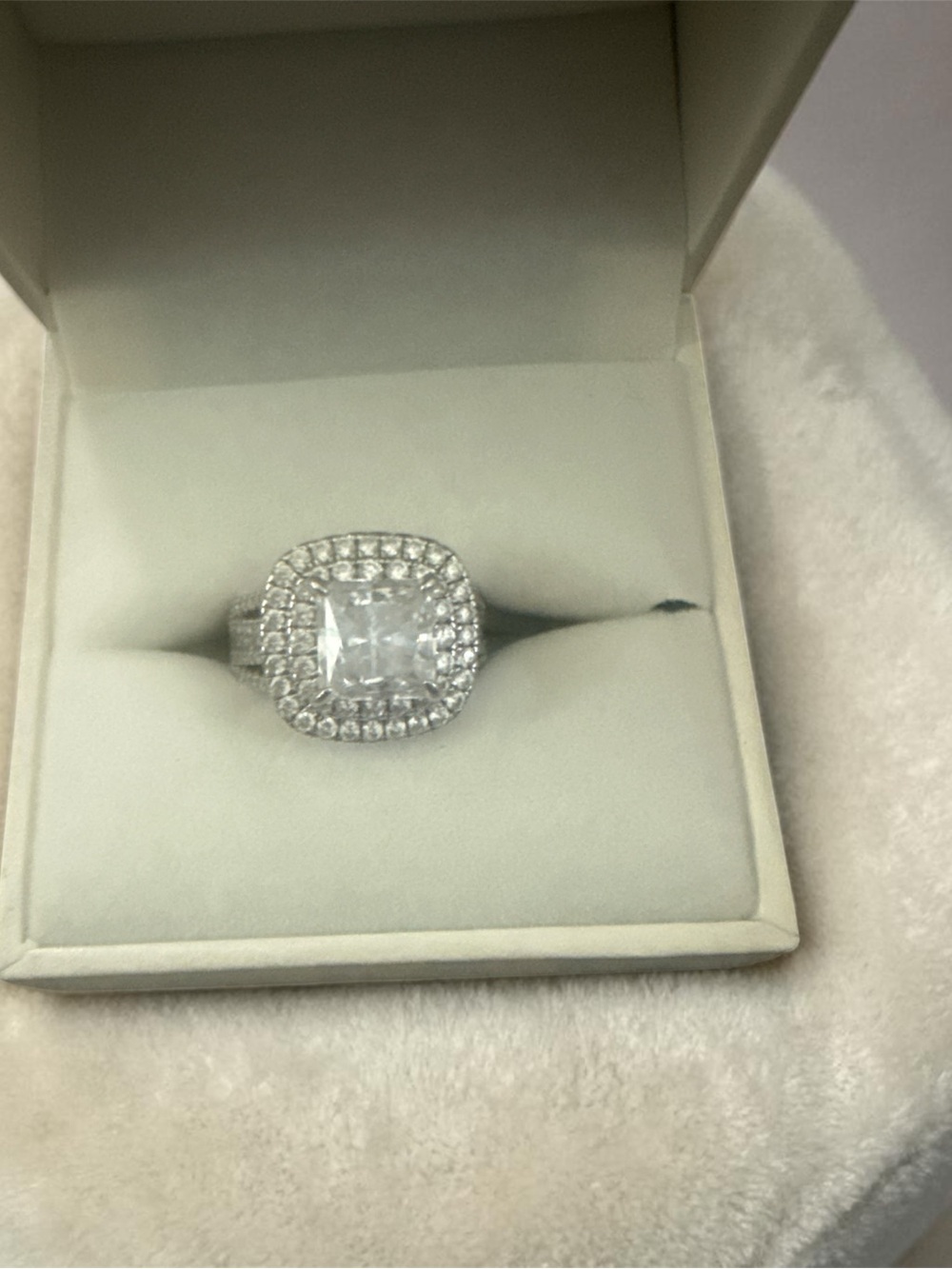 Women's sterling 9.25 silver Ct Cz Halo Ring and 1.3 Ct Necklace Bundle - Picture 4 of 10